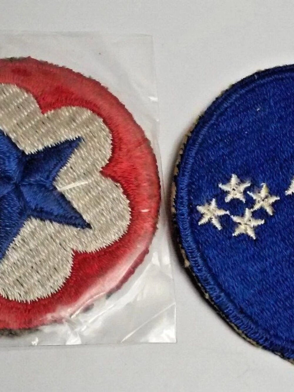Embroidered Patches 2 New Unused 1 Still In Plastic 2 1/2" Red White Blue Sew On
